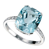 9ct White Gold Sky Blue Topaz And Diamond Ring GR224T