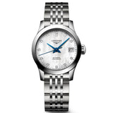 longines record collection 26mm mop diamond dot dial automatic ladies watch