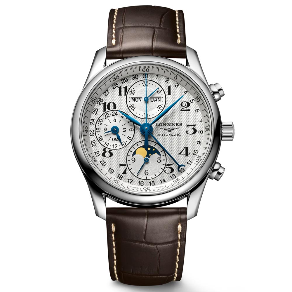 Longines Master Collection 40mm Silver Dial Automatic Chronograph Day & Date Moonphase Gents Watch L2.673.4.78.3