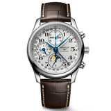longines master collection 40mm silver dial automatic chronograph day & date moonphase gents watch