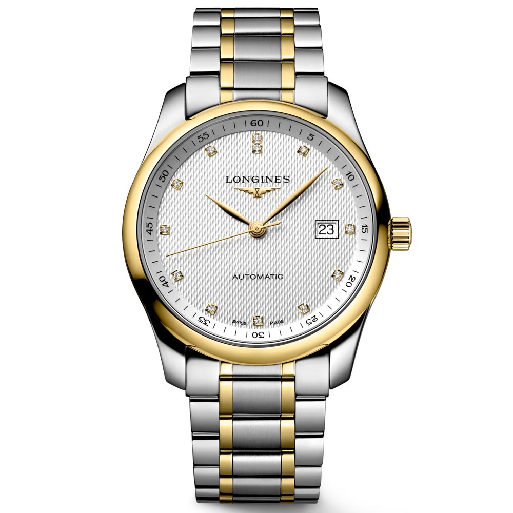 Longines Master Collection 40mm Silver Dial 18ct Gold Capped Steel Diamond Automatic Gents Watch L2.793.5.97.7