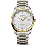 longines master collection 40mm silver dial 18ct gold capped steel diamond automatic gents watch