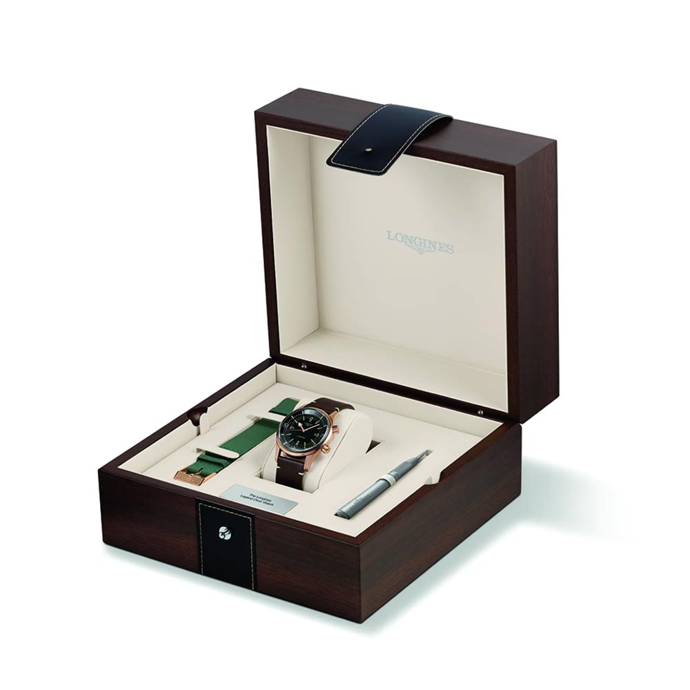 longines legend diver 42mm green dial bronze & titanium automatic gents watch in presentation box