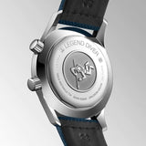 longines legend diver 42mm blue dial automatic gents watch case back view
