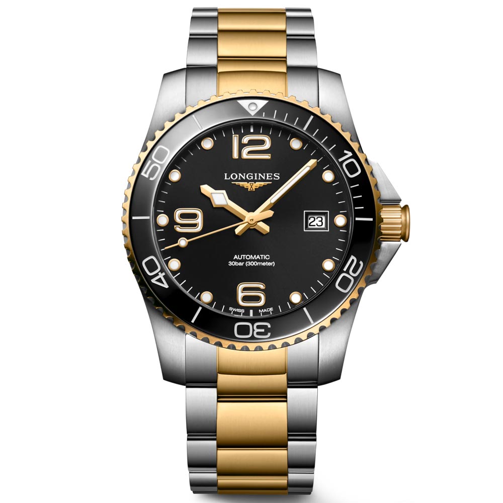 Longines HydroConquest 41mm Black Dial Yellow PVD Steel Automatic Gents Watch L3.781.3.56.7