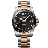longines hydroconquest 41mm black dial rose pvd steel automatic gents watch