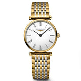 longines la grande classique 24mm white dial yellow pvd steel ladies quartz watch