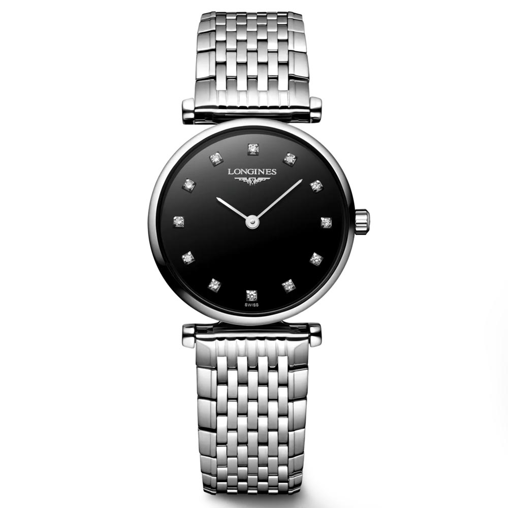longines la grande classique 24mm black dial diamond ladies quartz watch