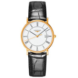 longines elegance presence white dial 18ct yellow gold gents watch