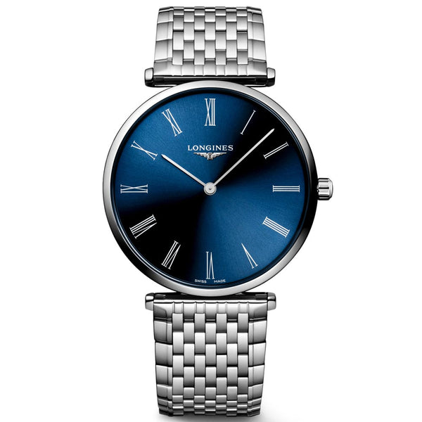 longines la grande classique 38mm blue dial stainless steel quartz watch