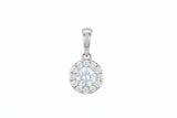 18ct White Gold 0.23ct Moonstone And 0.13ct Diamond Cluster Pendant Only