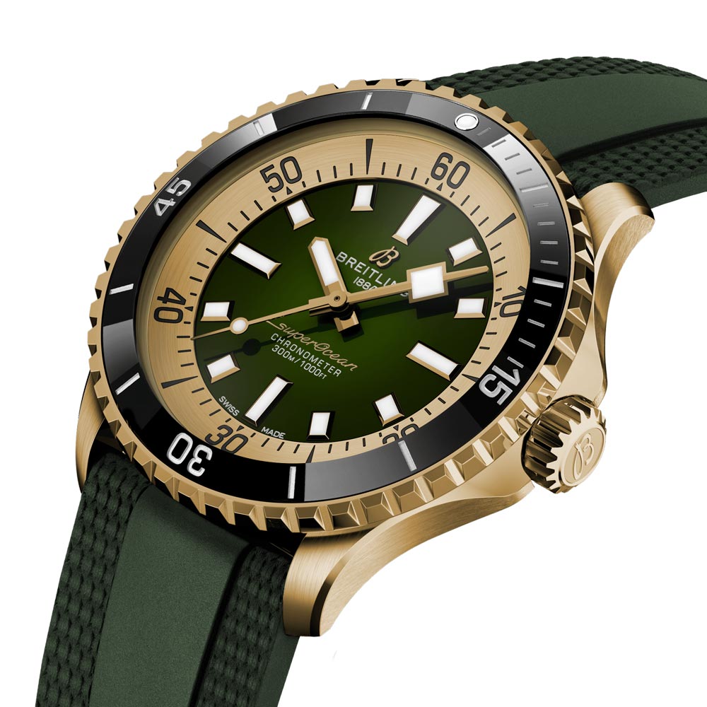 breitling superocean 42mm green dial bronze automatic gents watch