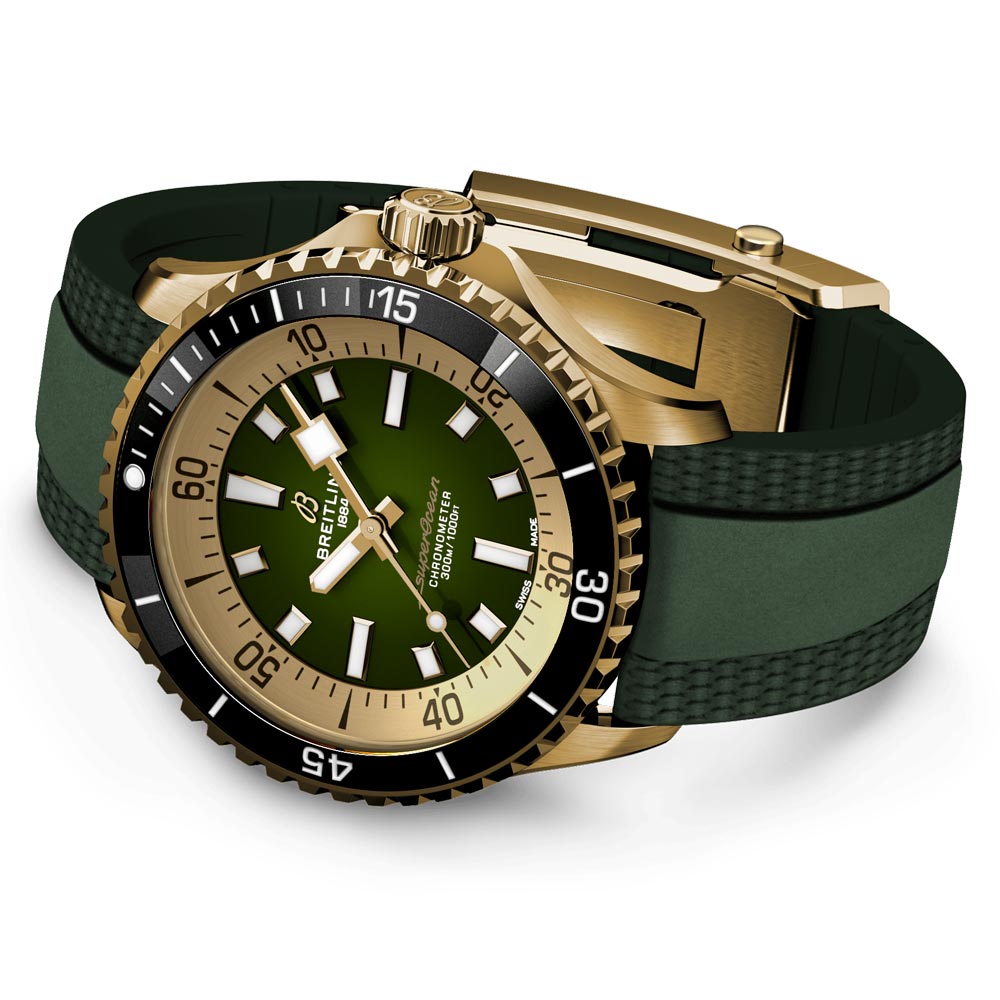 breitling superocean 42mm green dial bronze automatic gents watch