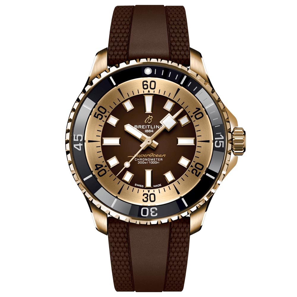 breitling superocean 44mm brown dial bronze automatic gents watch