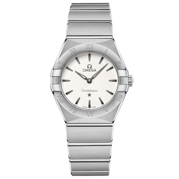omega constellation 28mm silver dial ladies quartz watch