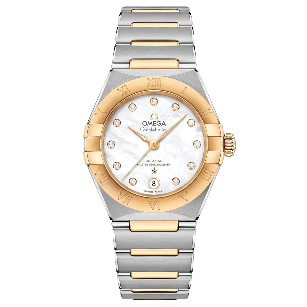 OMEGA Constellation 29mm MOP Dial 18ct Yellow Gold & Steel Diamond Ladies Automatic Watch 13120292055002