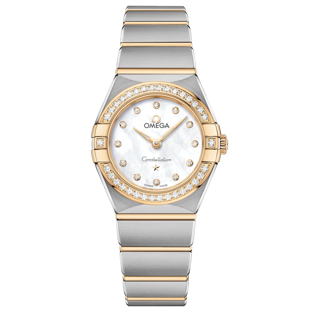 OMEGA Constellation 25mm MOP Dial 18ct Yellow Gold & Steel Diamond Ladies Quartz Watch 13125256055002