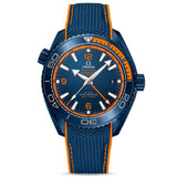 omega seamaster planet ocean 600m gmt 45.5mm blue dial ceramic automatic gents watch