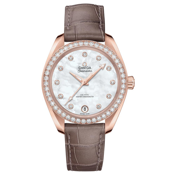 OMEGA Seamaster Aqua Terra 34mm MOP Dial 18ct Rose Gold Diamond Ladies Automatic Watch 22058342055001