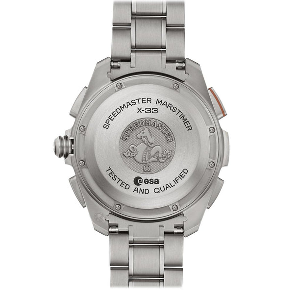 omega speedmaster x-33 marstimer chronograph 45mm titanium gents quartz watch case back view