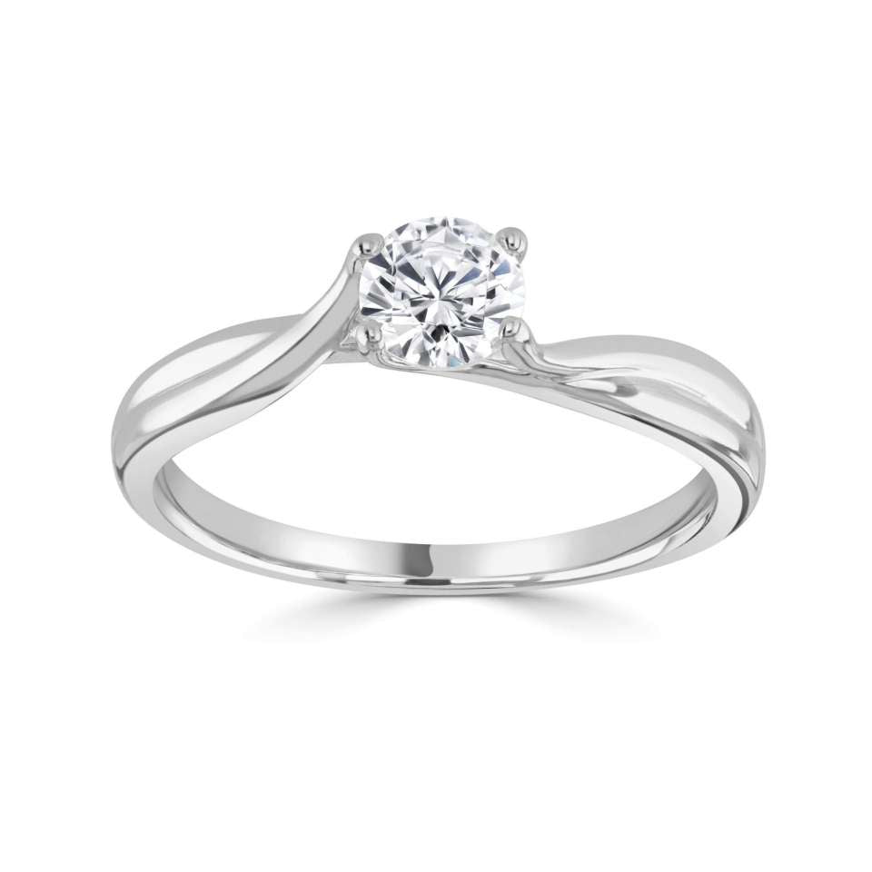 The Daisy Platinum Round Brilliant Cut Diamond Solitaire Engagement Ring
