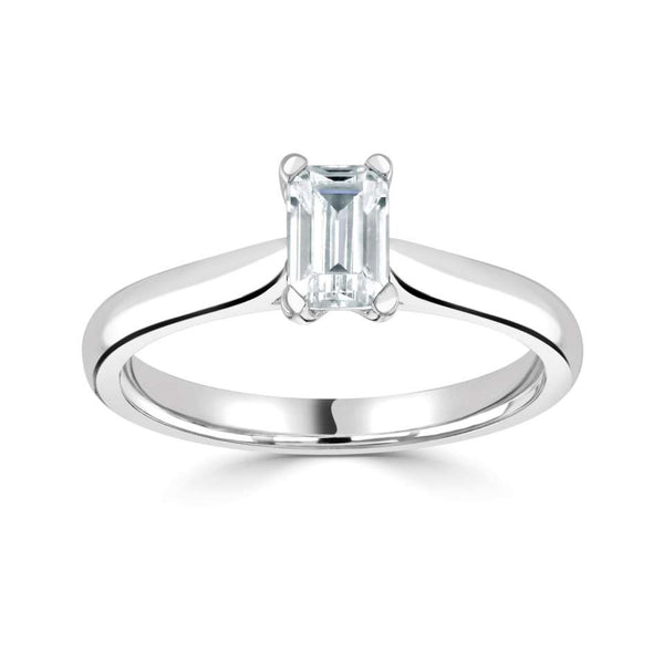 The Viola Platinum Emerald Cut Diamond Solitaire Engagement Ring
