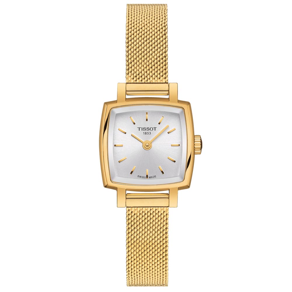 Tissot Lovely Square 20mm Silver Dial Gold PVD Steel Ladies Quartz Watch T0581093303100