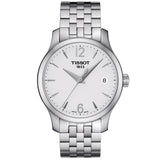 tissot t-classic tradition lady 33mm silver dial stainless steel watch