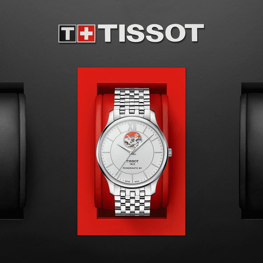Tissot Tradition Powermatic 80 Open Heart 40mm Silver Dial Gents Watch T0639071103800