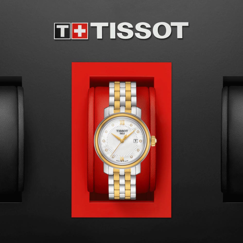 Tissot Bridgeport Lady 29mm Gold PVD Steel Diamond Quartz Watch T0970102211600