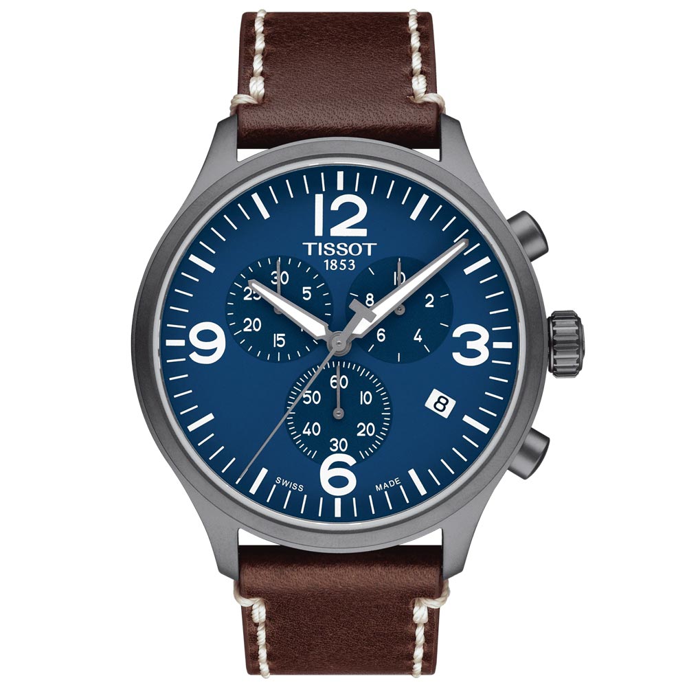 Tissot Chrono XL 45mm Blue Dial Grey PVD Steel Gents Quartz Watch T1166173604700