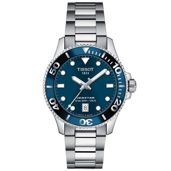 tissot t-sport seastar 1000 blue dial 36mm stainless steel watch