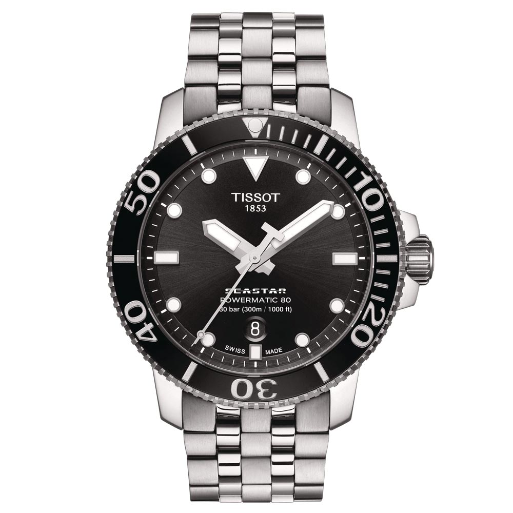 Tissot Seastar 1000 Powermatic 80 Black Dial 43mm Automatic Gents Watc - Main Image