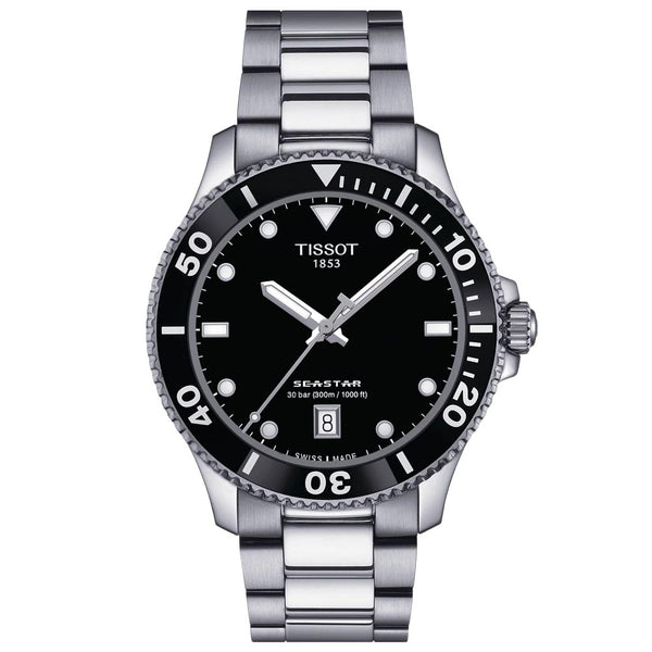 tissot t-sport seastar 1000 black dial 40mm stainless steel gents watch