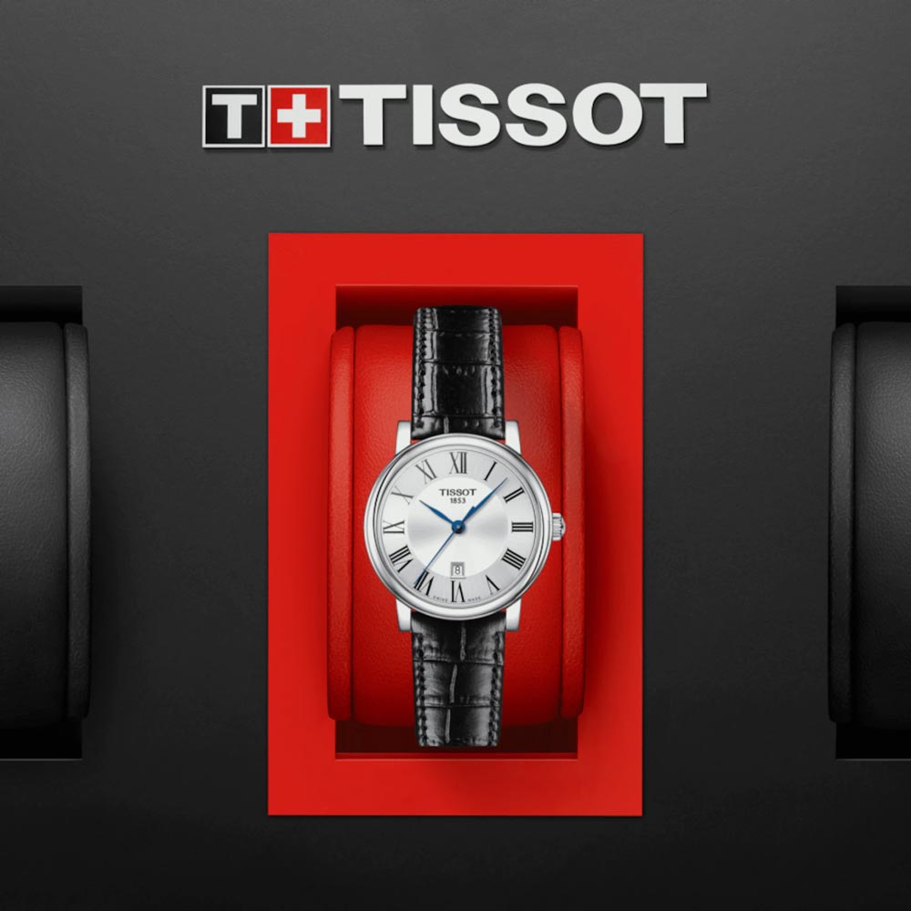 tissot t-classic carson premium lady 30mm silver dial stainless steel watch in presentation box