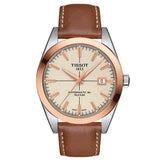 Tissot Gentleman Powermatic 80 Silicium 40mm Cream Dial 18ct Rose Gold & Steel Automatic Gents Watch T9274074626100