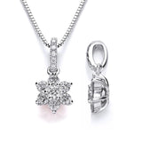 18ct White Gold 0.22ct Diamond Cluster Pendant Only