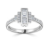 18ct White Gold 0.46ct Baguette And Round Brilliant Cut Diamond Fancy Ring