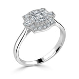 18ct White Gold 0.51ct Baguette And Round Brilliant Cut Diamond Fancy Ring
