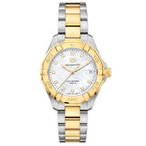 tag heuer aquaracer 32mm mop dial 18ct gold plated steel diamond quartz ladies watch