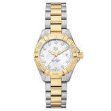 TAG Heuer Aquaracer 27mm Diamond Dot MOP Dial 18ct Gold Plated Steel Two Tone Quartz Ladies Watch WBD1422.BB0321