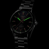 tag heuer carrera date 39mm black dial automatic gents watch in the dark view