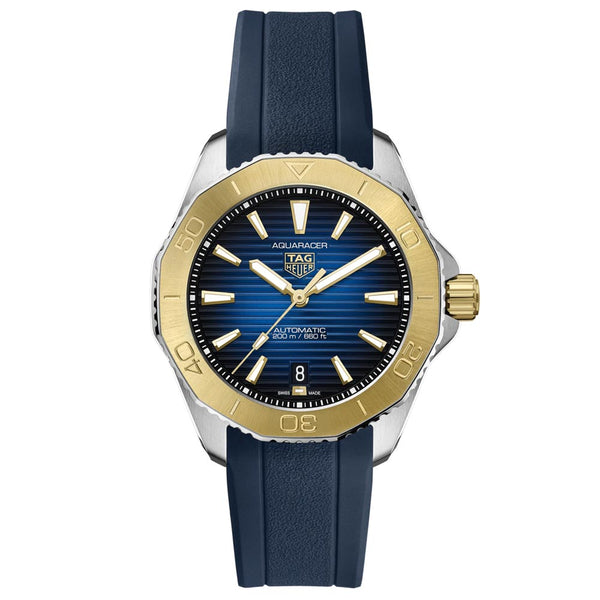 tag heuer aquaracer professional 200 blue dial 40mm steel & gold automatic gents watch