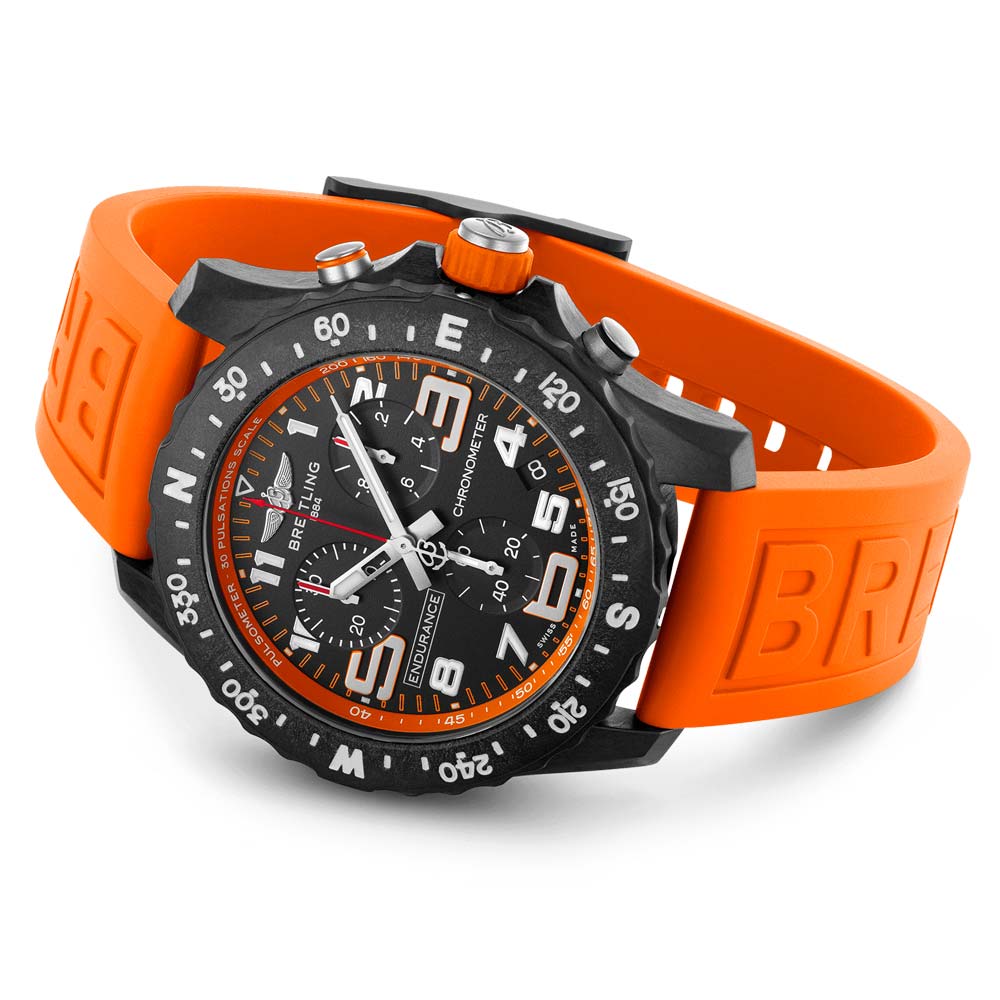 Breitling Endurance Pro 44mm Black Orange Dial Breitlight Quartz Gents Watch X82310A51B1S1