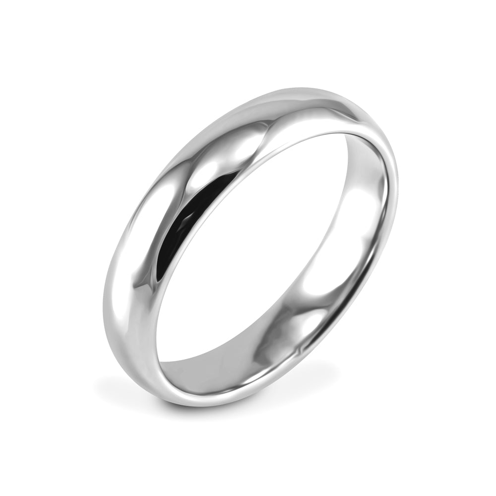 18ct White Gold 4mm Light Court Gents Wedding Ring