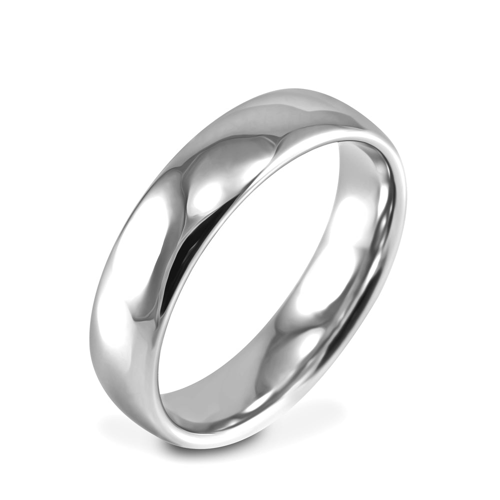18ct White Gold 5mm Light Court Gents Wedding Ring