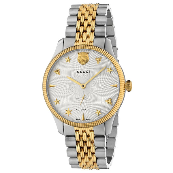 Gucci G-Timeless 40mm White Dial Stainless Steel & Gold PVD Automatic Gents Watch YA126356