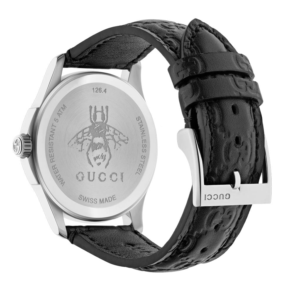 Gucci G-Timeless Signature Black Dial Stainless Steel Watch YA1264031
