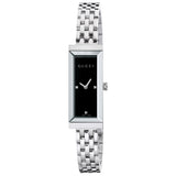 Gucci Ladies G-Frame Stainless Steel & Diamond Black Dial Watch YA127504