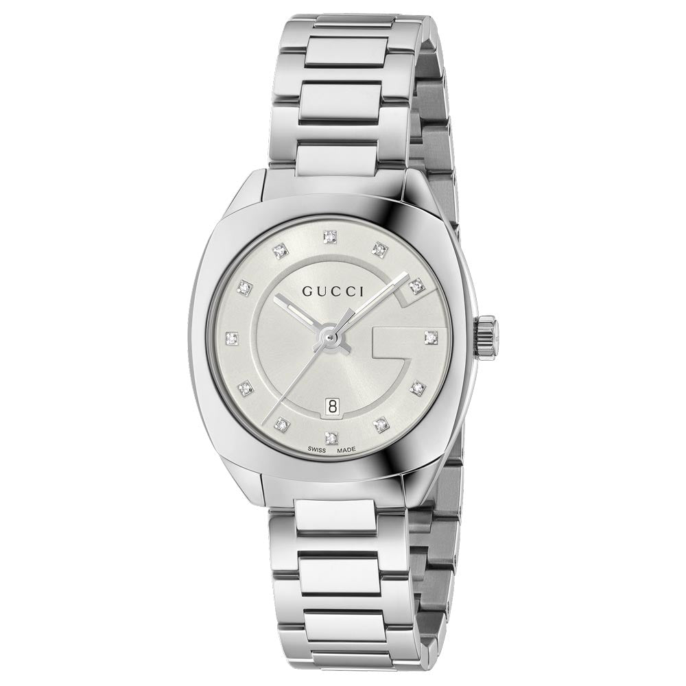 gucci ladies gg2570 silver dial stainless steel diamond watch